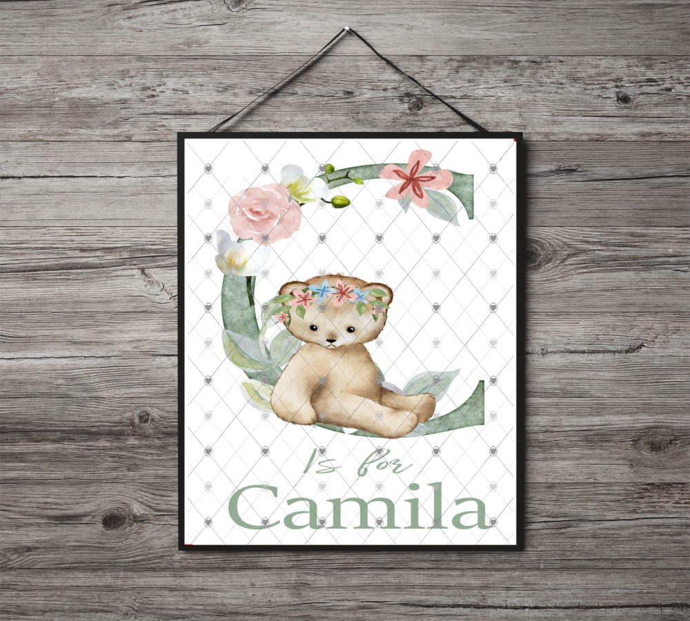 Animal Initial Name Print, Letter C Custom Print, Letter C